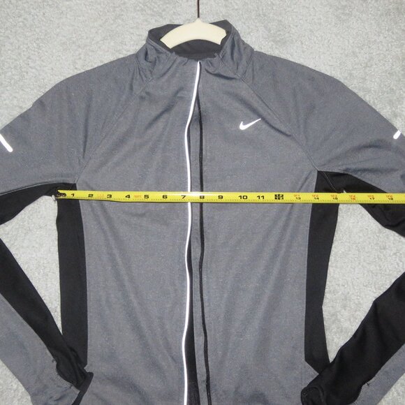 Nike Dri-Fit Sz Small Gray/Black Running Jacket Reflective Accents - Broken Zip - Picture 9 of 16